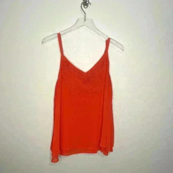 Torrid Orange Embroidered Chiffon Layered Cami Tank 00 Large 12/14 - Picture 3 of 7